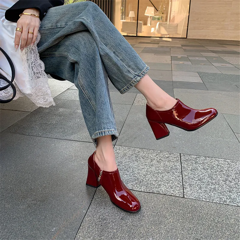 New Autumn Winter Women Boot Fashion Boots for Women Round Toe High Heels Ankle Boot Ladies Shoes Zapatos Mujer Women Pumps