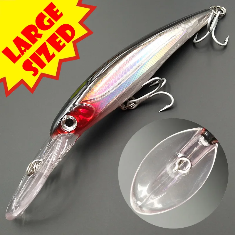 Lunker Big Large Slow Sinking Minnow 35g 50g 75g 98g Saltwater Ocean Sea Boat Trolling Fishing Hard Bait Lure Hooks GT Fish