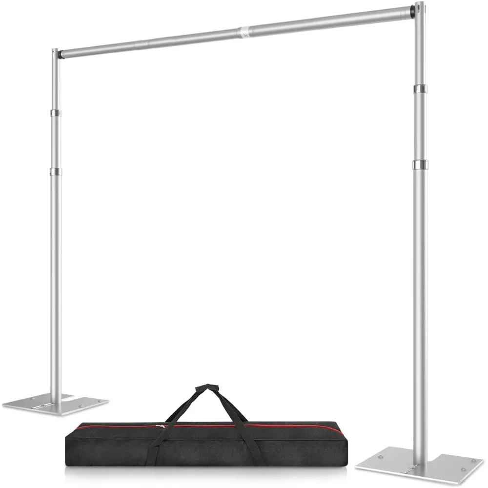 

10x10 Pipe And Drape Stand Kit, Heavy Duty Backdrop Stand Adjustable, Sturdy Metal Back Drop Decoration Frame with Flat Base