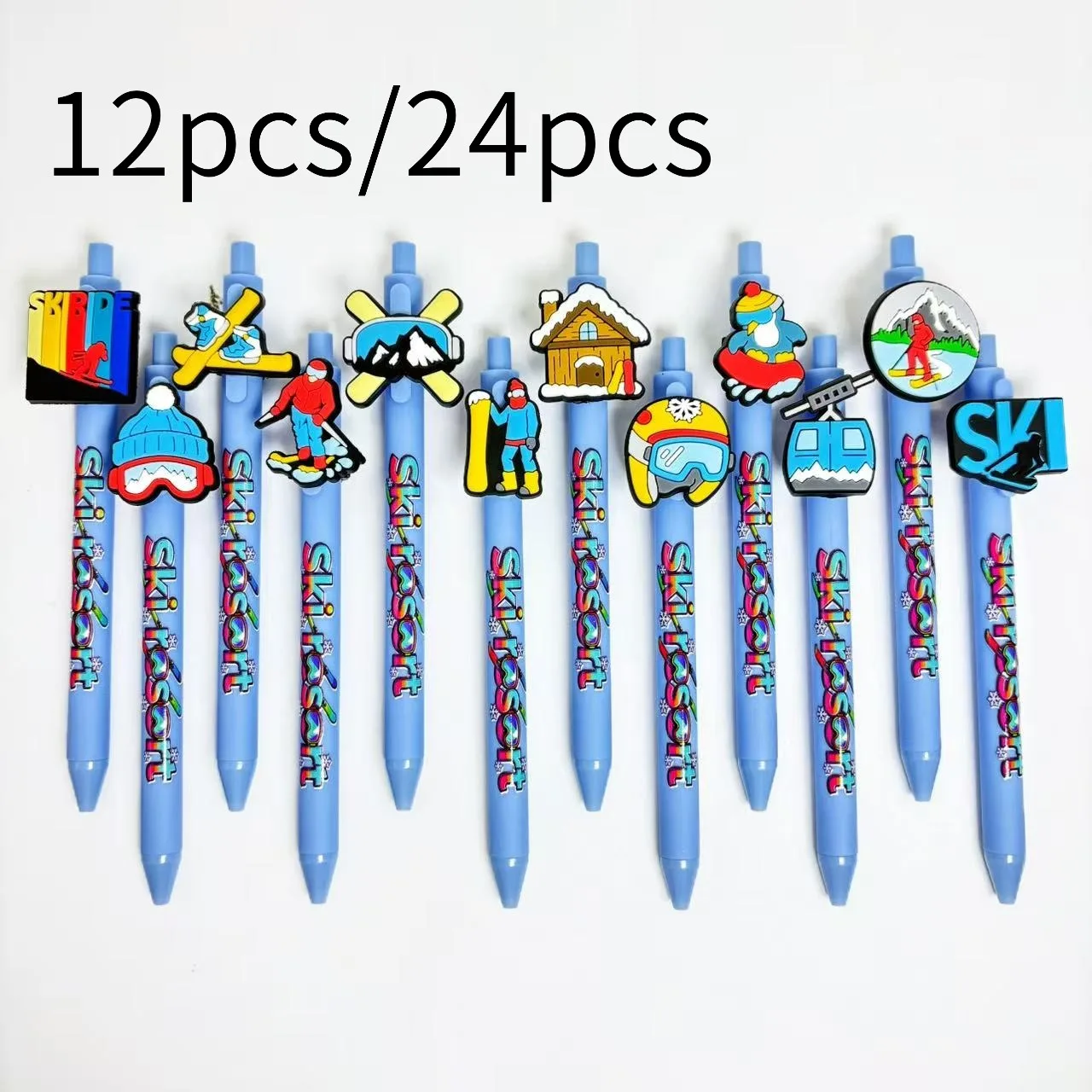 

12pcs/24pcs Creative Skiing-Themed Ballpoint Pens Ski Resort-Themed Ballpoint Pens Student Writing Gift Pens