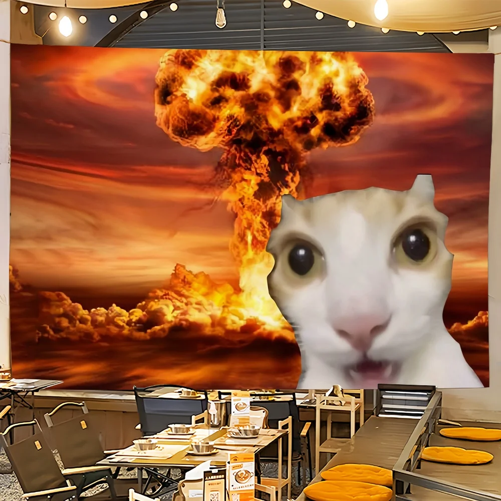Katze Meme Kunst abstrakte lustige Flagge für Zimmer Wohnheim Camping Party Garage Bar Wand Picknick Dekoration Banner Wandbehang Wandteppich