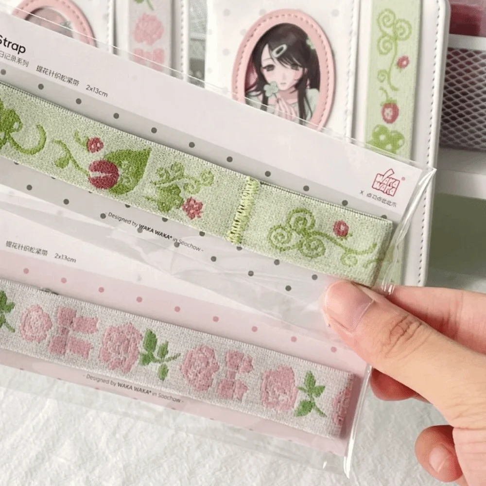 Adjustable Journal Elastic Band Anti Bulging Design Jacquard Knit Planner Elastic Strap Storage Function A7/M5