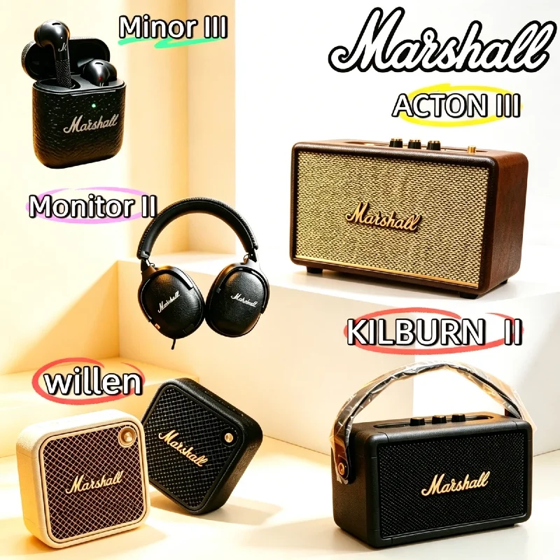 Altavoz Marshall Action III Original, Kilburn II con Batería de 20H, Modo Stack, Minor III con Controlador de 12mm, Monitor II con ANC Original