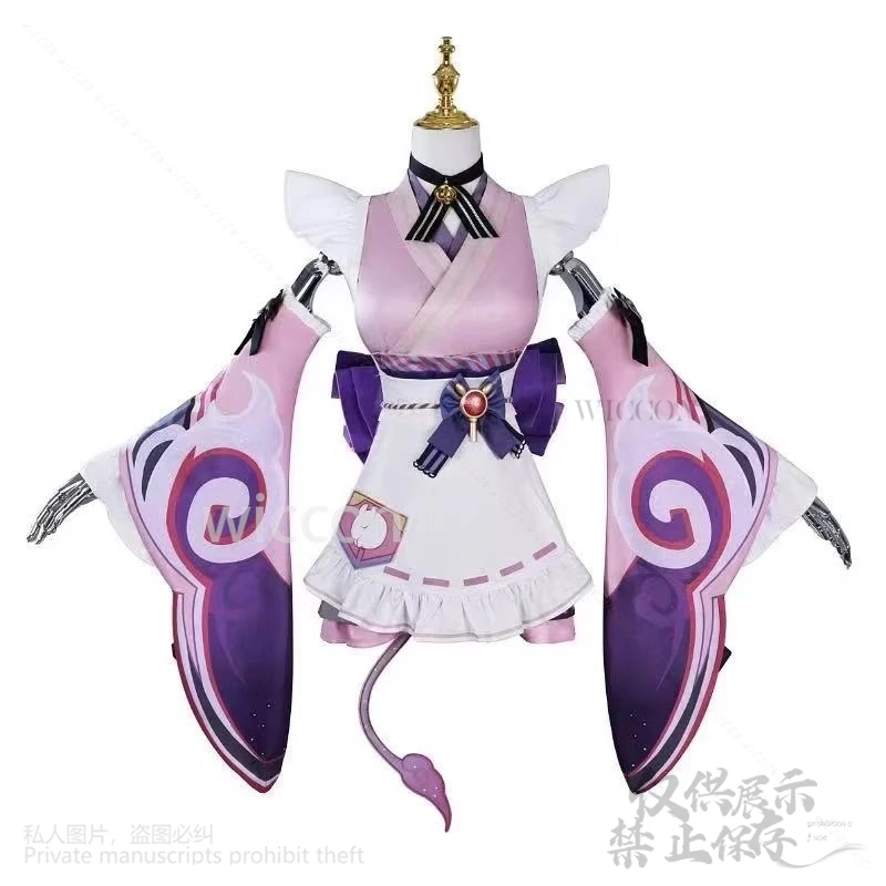 Yumemiruki Mizuki تأثيري أنيمي لعبة Genshin تأثير زي الوردي الأرجواني فستان لوليتا الباروكات لجميع القديسين عيد الميلاد كوس مخصص