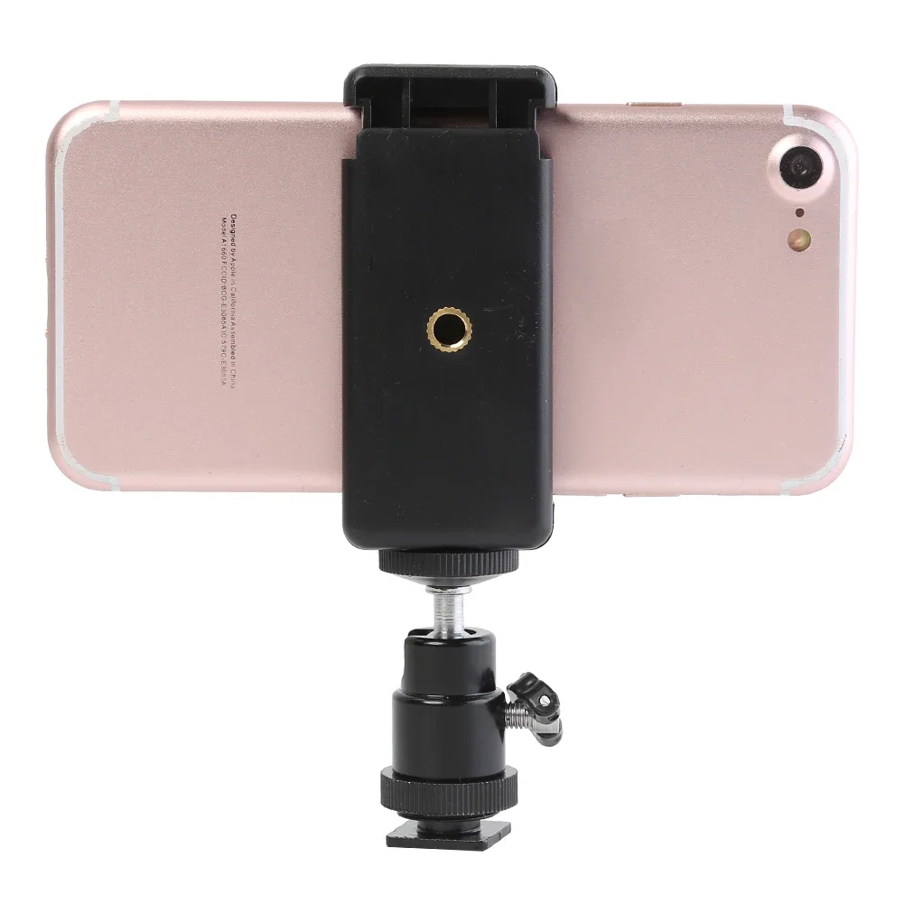 Ball Head Hot Shoe Adapter Tripod Classic Colors and Simple Durable Design Mount Phone Clip Holder 1/4 Screw for Camera