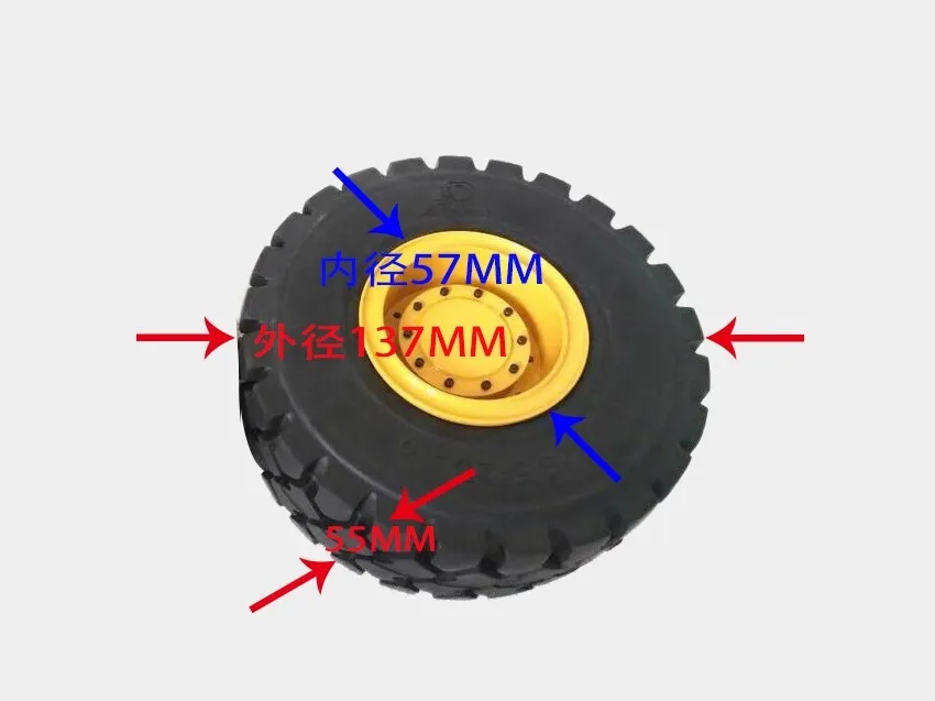 JDM Loader Rubber Tires Tyre 137mm for 1/12 1/14 scale RC Hydraulic Bulldozer