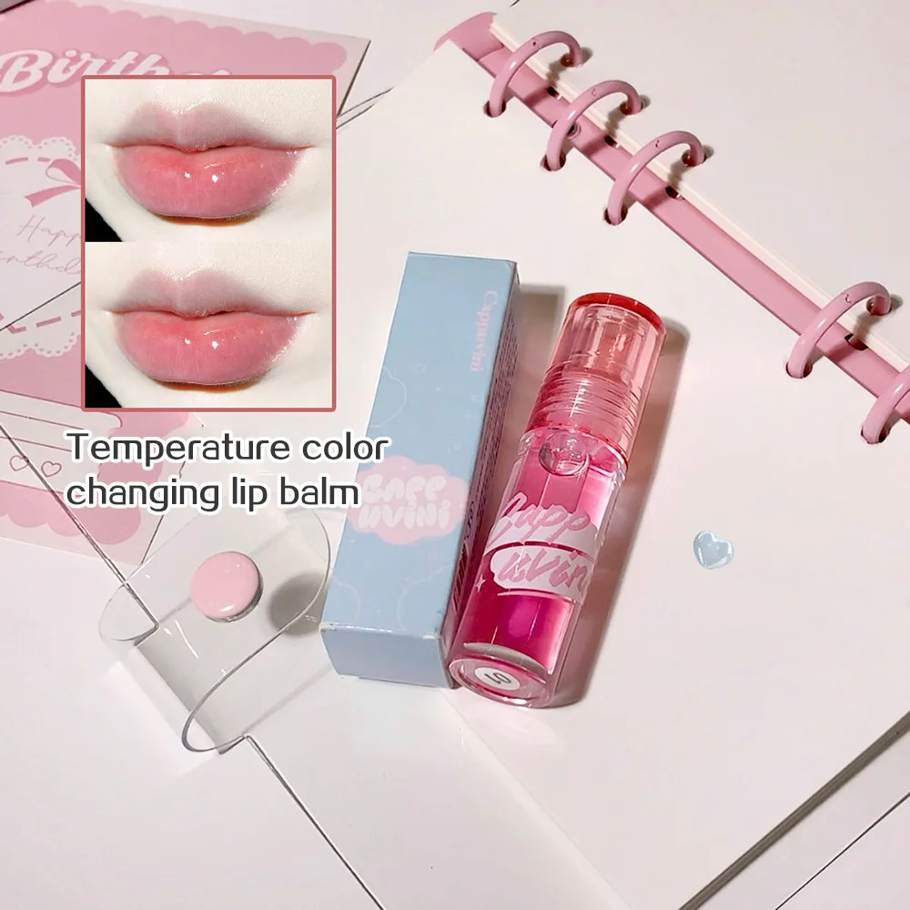 Cappuvini 하이 드레이팅 온도 색상 변경 립 오일은 립 라인을 감소시킵니다. 모이스춰 라이징 데일리 케어 립 글레이즈 립밤