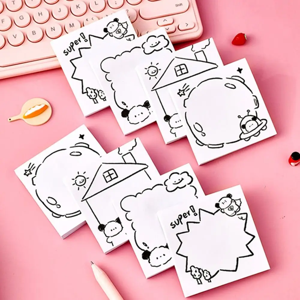 Creative White Sticky Notes Daily To Do High Appearance Level Cute Message Paper Ins Simple Cartoon Sticky Notes Student