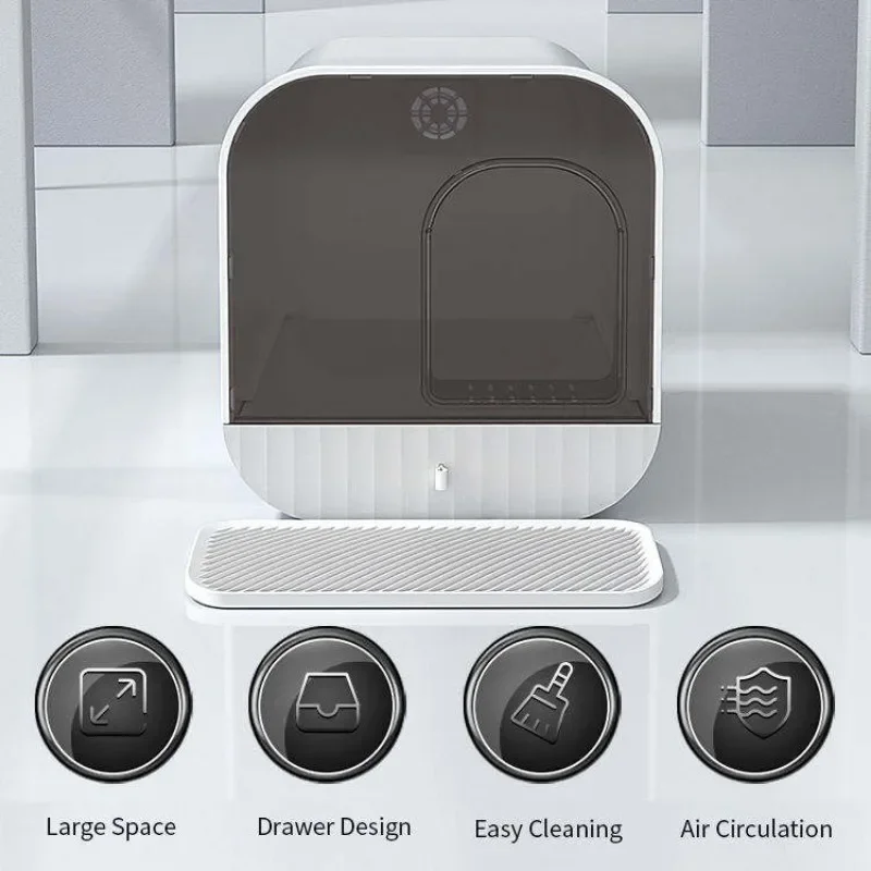 Cat Litter Box Fully Enclosed Splash-proof Cat Toilet with Litter Scoop Large Capacity Drawer Type Cat Litter Box Cat Accessorie view 5