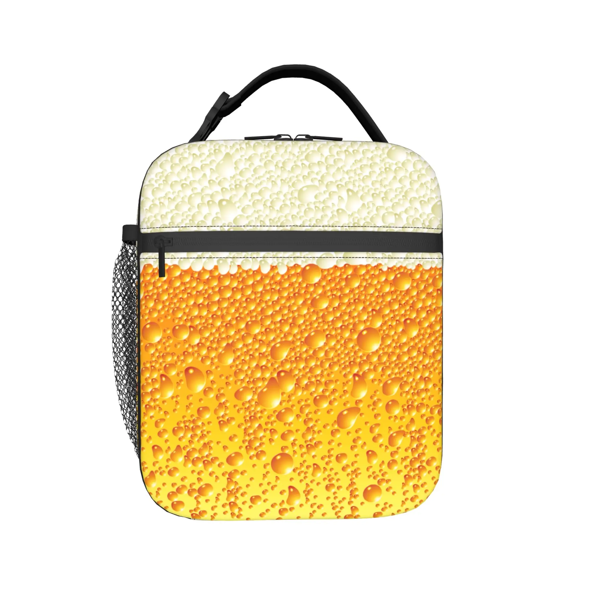 Custom Beer Realistic Bubbles Foam Insulated Lunch Bag for Work School Drinking Lover Portable Thermal Cooler Bento Box Unisex