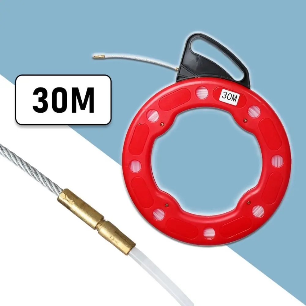 

30 Meters Electrician Wire Cable Threading Device With Impact Case Nylon Running Cable Puller Red Guide Spring