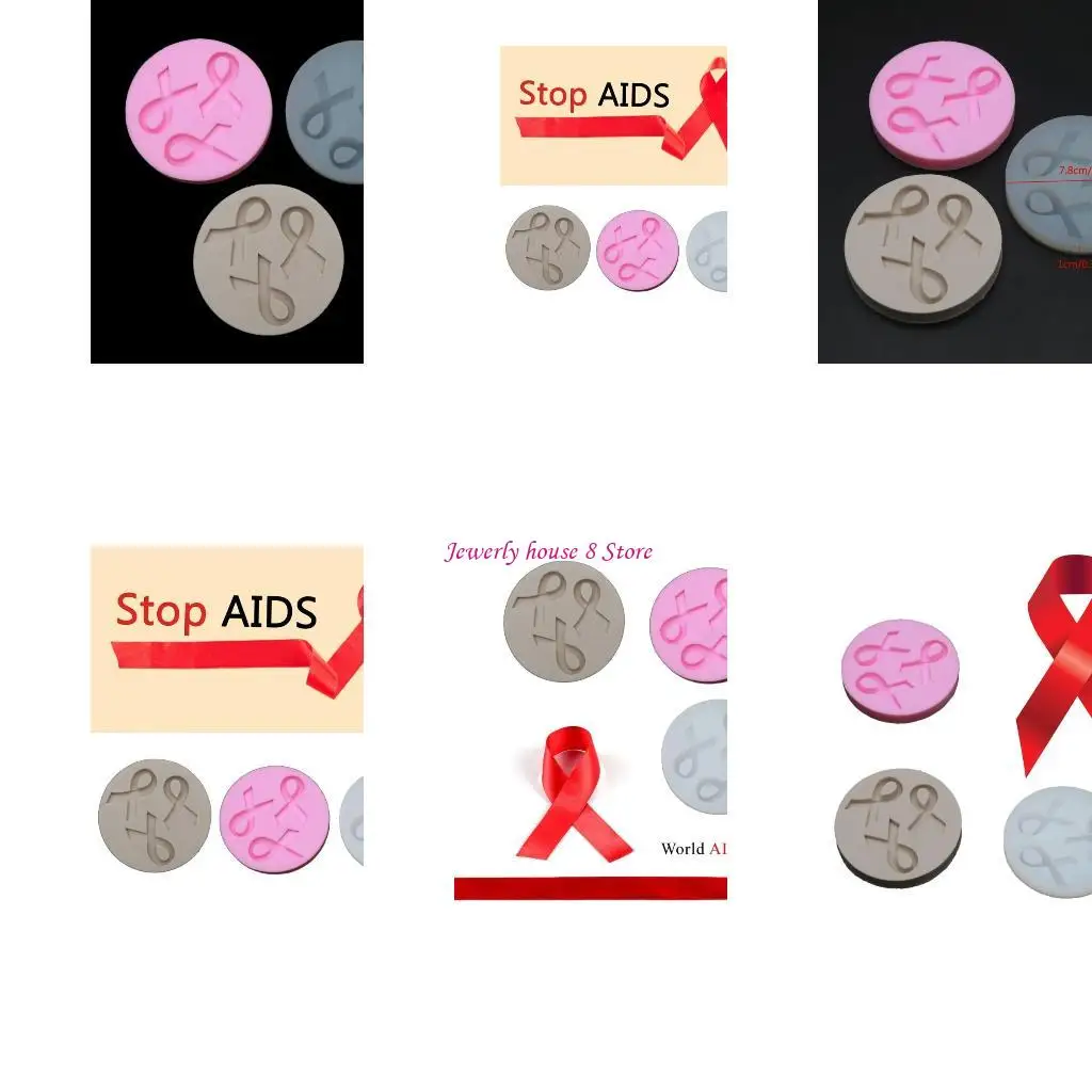 لامعة لامعة الإيدز السرطان الوعي القوس الحلي سيليكون الايبوكسي الراتنج قالب Keychain بها بنفسك المفاتيح قلادة مجوهرات للحرف #1