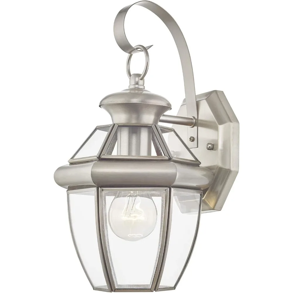 

Освещение 2051-91 Monterey 1 Light Настенный фонарь из матового никеля с прозрачным скошенным стеклом