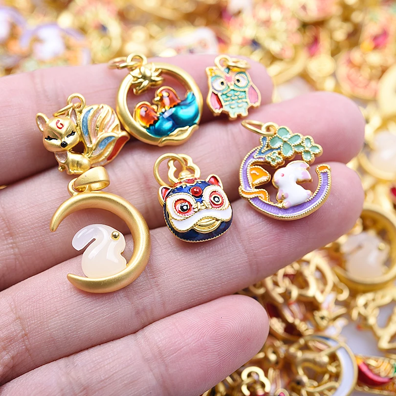 5PCS Dripping Oil Alloy Pendants Are Often Used In The Making Of Earrings Bracelets Jewelry Craft Supplies Fashion Charm