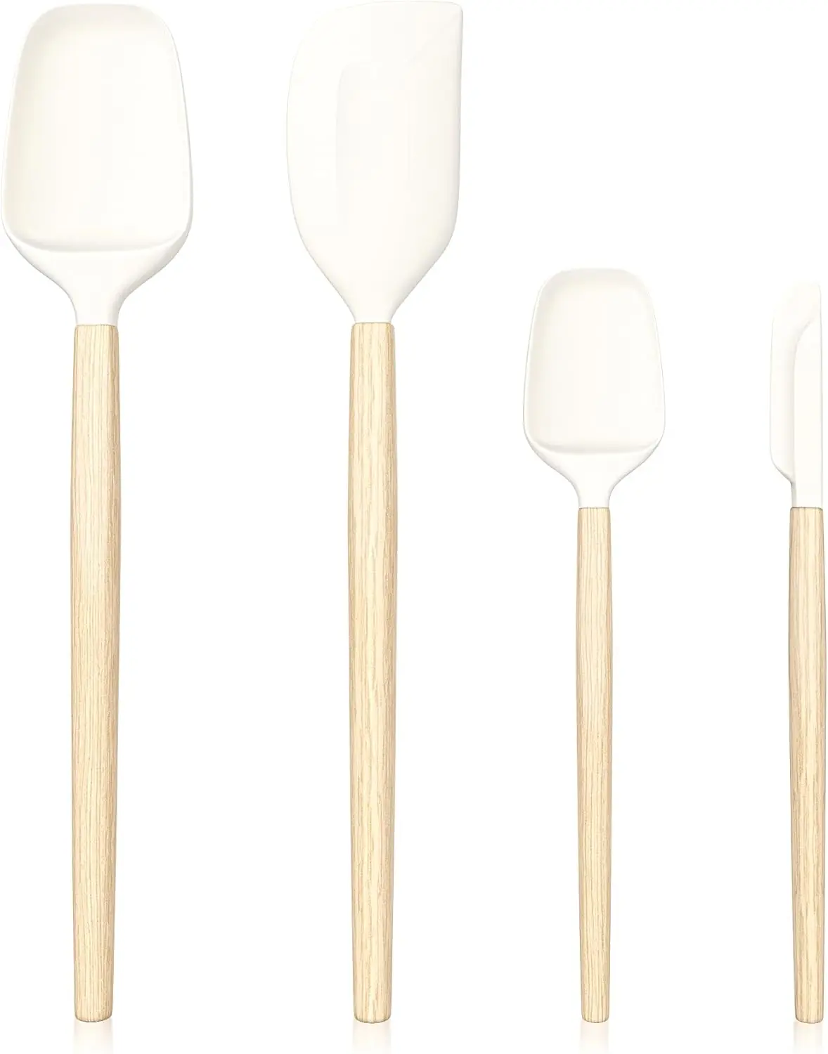 

2-Pack Silicone Spatula Set with Wooden Handle – Heat Resistant, Non-Stick, Dishwasher Safe – for Baking, Cooking &Mixing