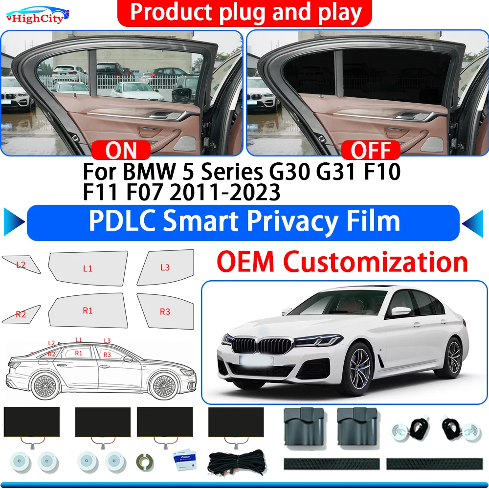 For BMW 5 Series G30 G31 F10 F11 F07 2011-2023 OEM Switchable Electric Smart Privacy Film Polymer Dispersed Liquid Crystal Film