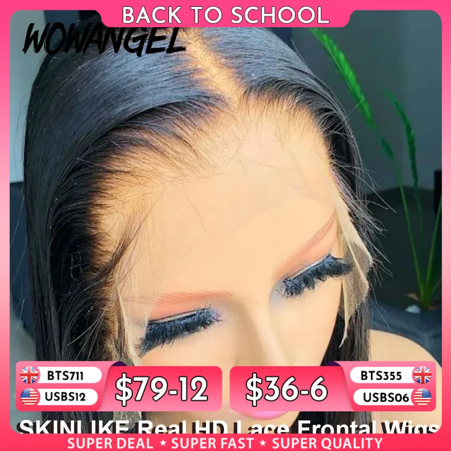 Wow Angel SKINLIKE Echte HD-Lace-Front-Perücken, kurze Bob-Perücke, stumpf geschnittene Perücke, 13 x 4 HD-Spitzenfront-Echthaar-Perücken, vorgezupft, ohne Kleber