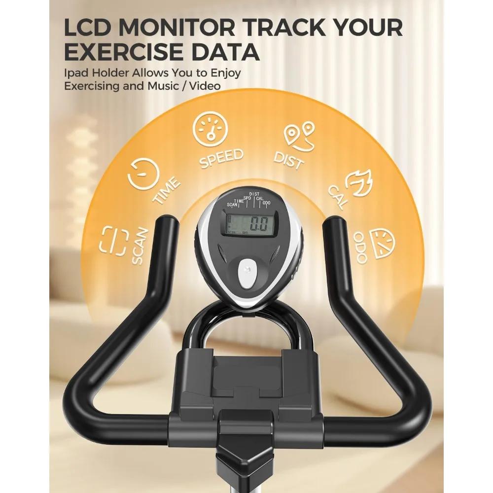 دراجة ركوب الدراجات الداخلية للياقة البدنية المنزلية، محرك الحزام الصامت، مقاومة مغناطيسية قابلة للتعديل، دراجة تمرين القلب