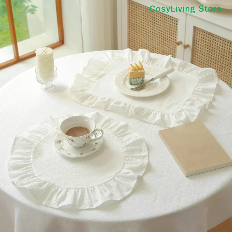 [CL]1Pc 미니멀리스트 스트라이프 프릴 플레이스매트 - Photography Food 리뷰 및 가격