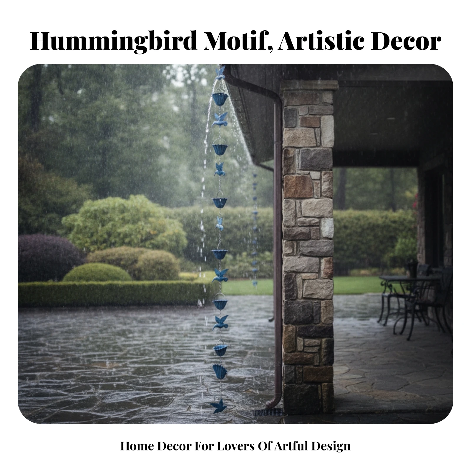 Adjustable Gift Idea Hummingbird Rain Chain Weathered Finish Fluted Cup Rain Chain Garden Decoration Outdoor Decor for Roof Edge