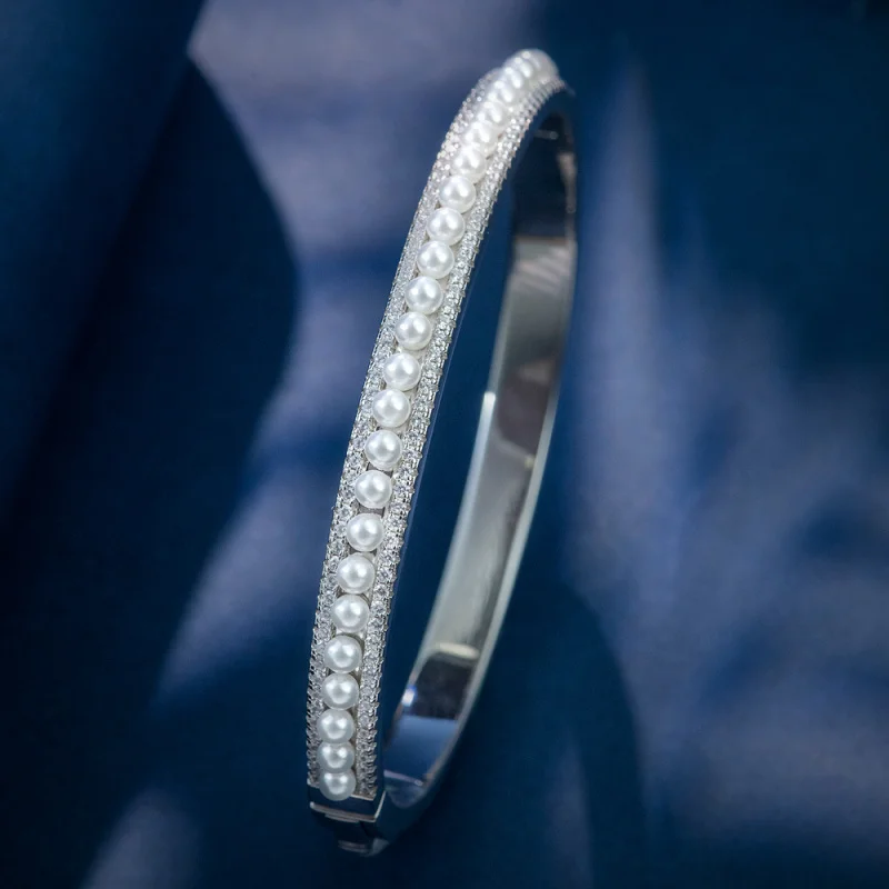 

925 Silver 3Mm Pearl Factory Supply Women'S Bracelet Jewelry