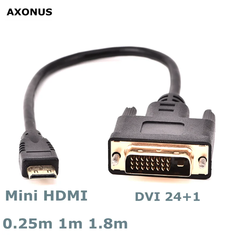 1M/1.8M Mini HDTV Mini HDMI-Compatible HD to DVI-D 24+1-pin Adapter Cable 3D 1080p for LCD DVD HDTV XBOX PS3 monitor TV