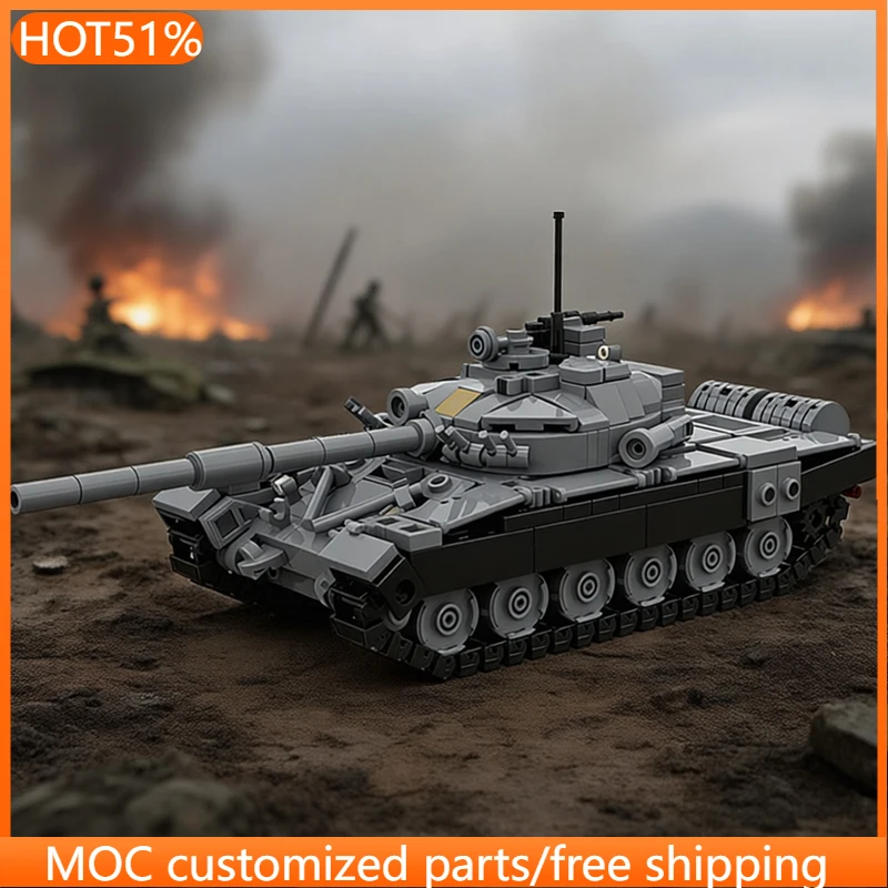 Modèle de char militaire 489 pièces TMOC-72A, échelle 1:45, MOC, blocs de construction modulaires personnalisables, technologie simple, jouet d'assemblage DIY, cadeau