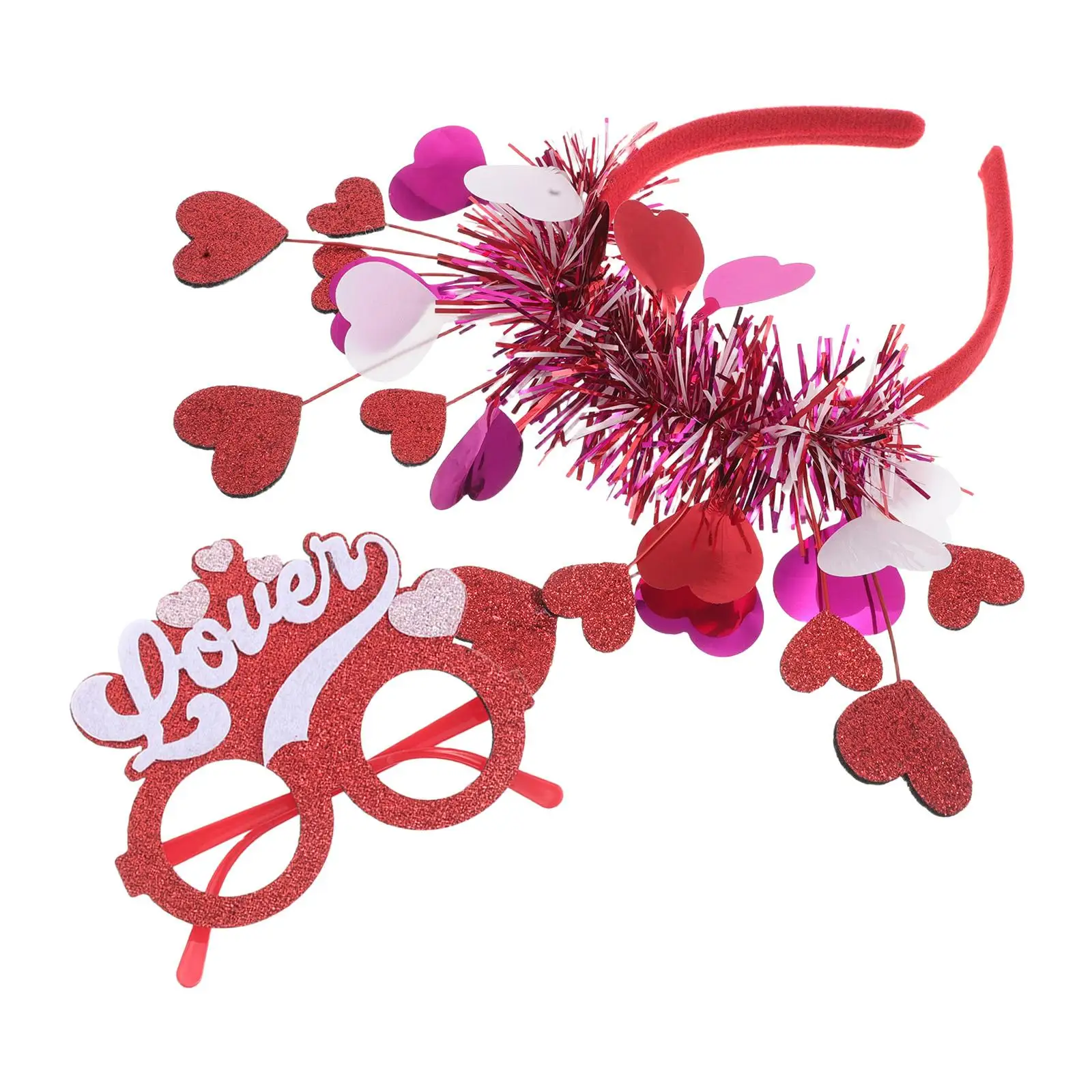 

Heart Shaped Headb Glasses Red Holiday Felt Boppers Valentines Day Decorations Kids Party Accessories Valentine Headwear