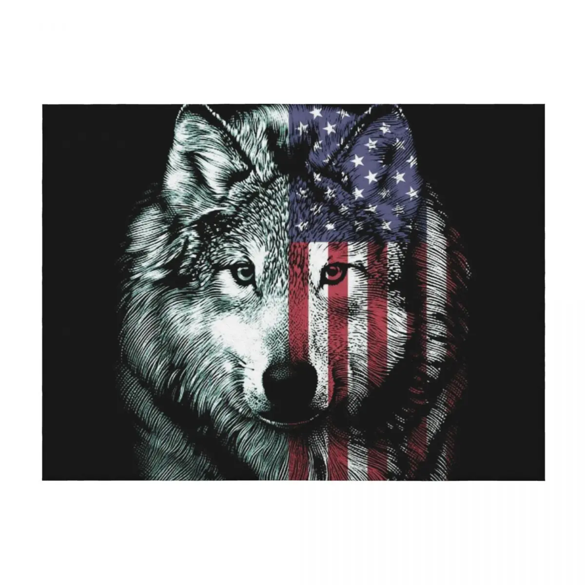 

American Wolf Throw Blanket Warm funny gift Designers Fashion Sofas Blankets