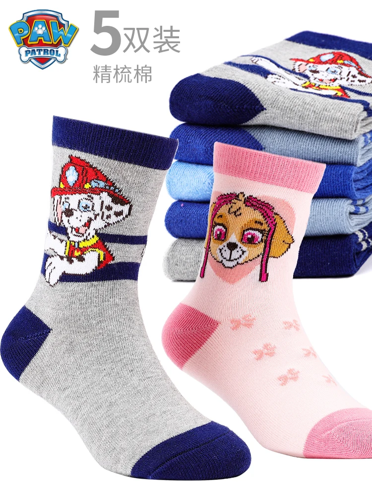 5 paia/lotto Genuine Paw Patrol Chase Skye Ryder neonati maschi calzini morbidi colorati per bambini calzini caldi traspiranti per bambini