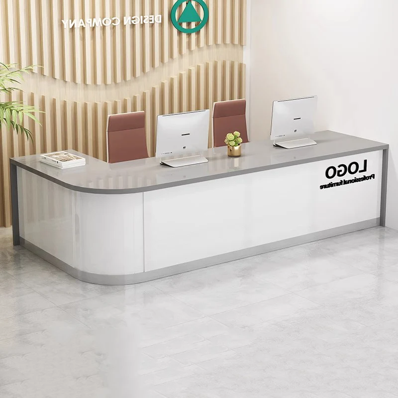 เคาน์เตอร์ต้อนรับสุดหรูทันสมัย เคาน์เตอร์สำนักงานทันสมัย เคาน์เตอร์ต้อนรับร้านทำผมพร้อมที่เก็บของ เฟอร์นิเจอร์เชิงพาณิชย์ที่สวยงาม