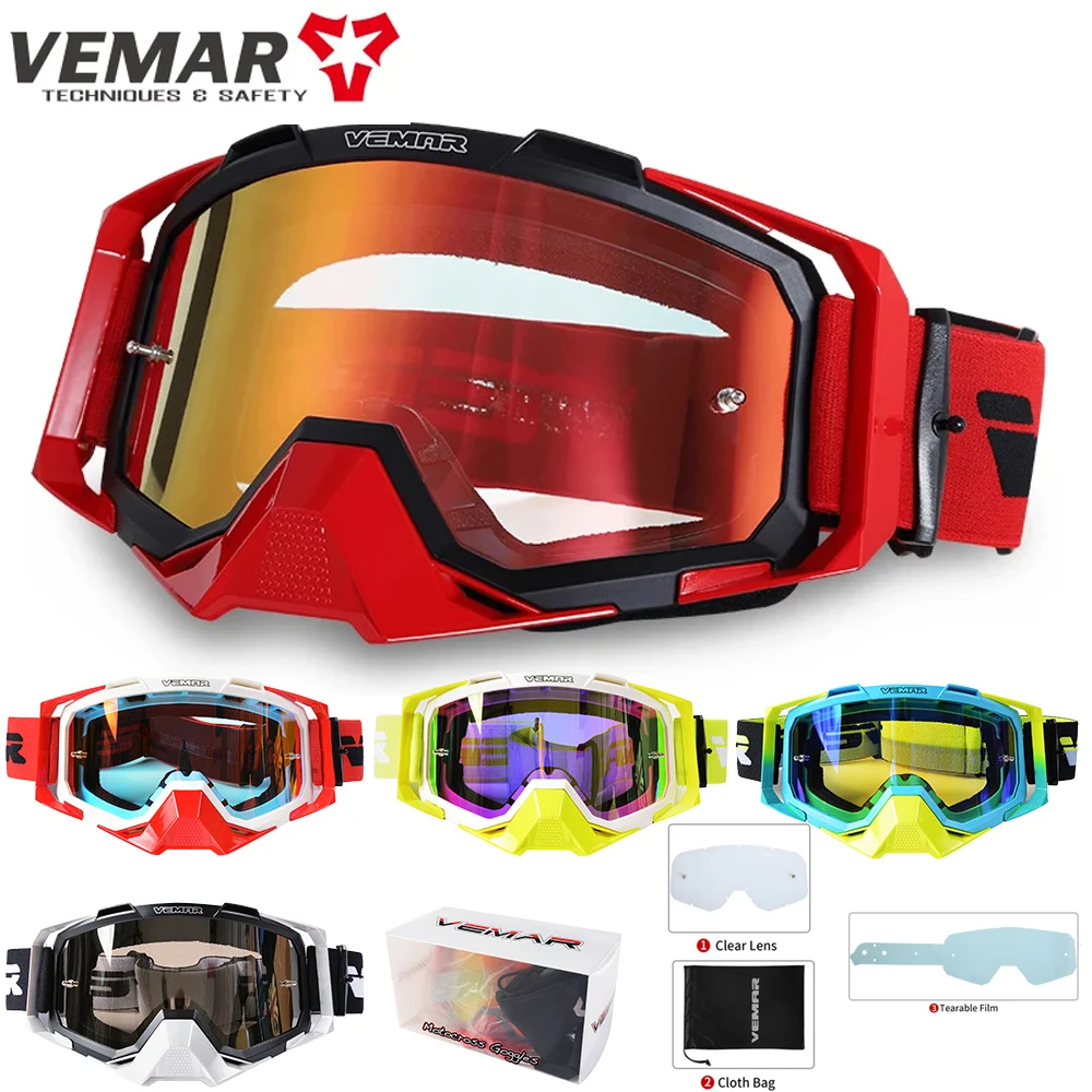 

VEMAR Dustproof Motocross Goggles Adult Motorcycle Helmet Glasses MX MTB DH Off-Road Dirt Bike Cycling Glasses HD for Men Women