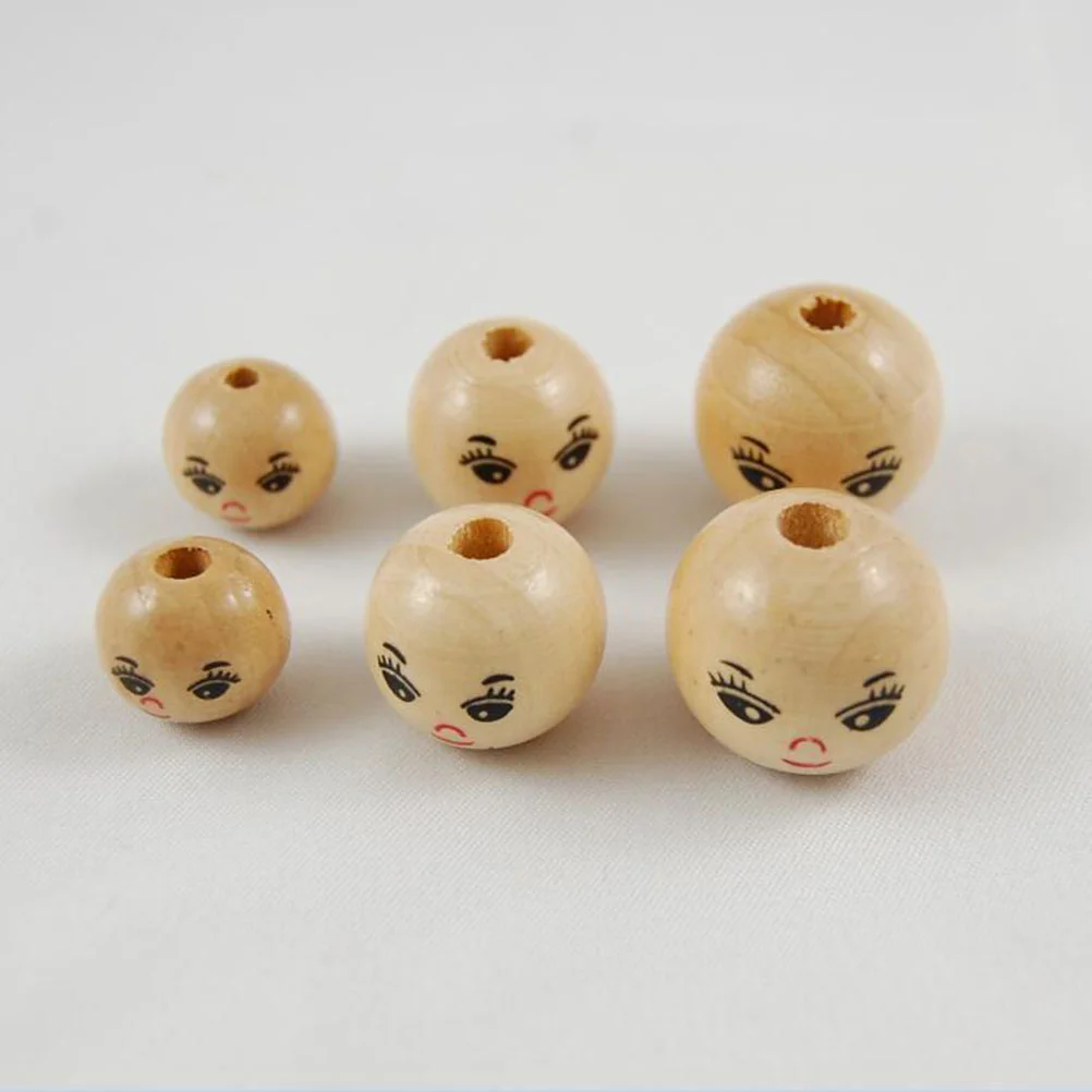 100 Pcs Garland Round Beads DIY Craft Necklace Creative Accessories Bamboo Jewelry Making Child Wooden