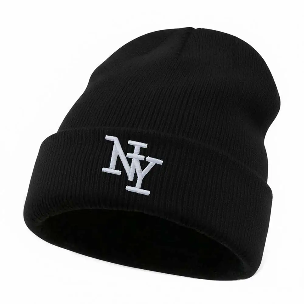 1 SZT. Haftowana czapka NY, modna, ciepła, dzianinowa, odpowiednia zarówno dla mężczyzn, jak i kobiet, idealna do codziennych stylizacji, perfekcyjny prezent.