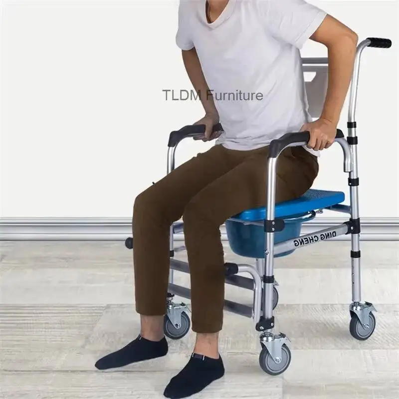 Dual-use Disabled Special Shower Wheelchair Anti-Rust Sturdy Bathroom Chair Bathroom Artifact Elderly Bathing and Toilet Chair Z