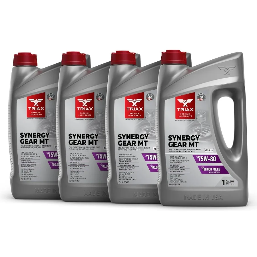 TRIAX Synergy Gear MT 75W80 GL4 ناقل الحركة اليدوي الاصطناعي الكامل وصندوق التروس حزمة 4 جالون