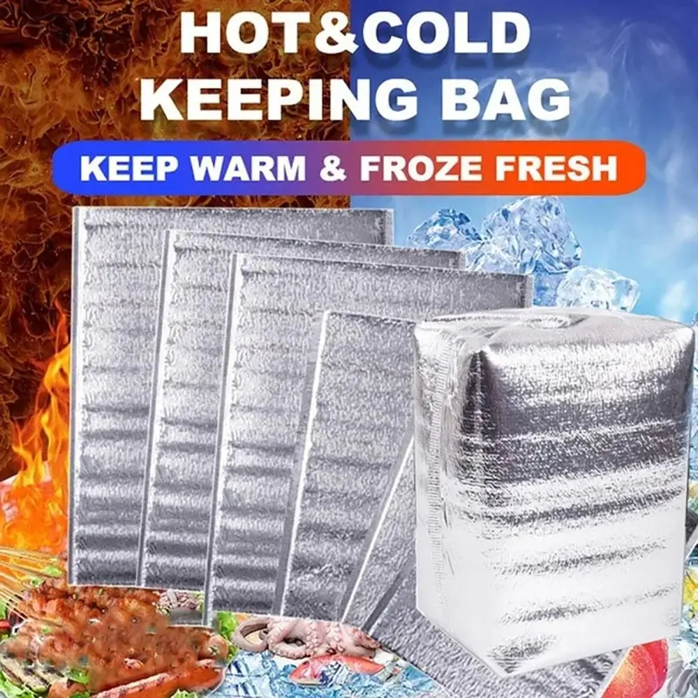 50Pcs/Pack Food Thermal Aluminum Foil Bag Ice Cold Warm Delivery Carrier Insulation Bag Packing Drink Storage Cooler Bag