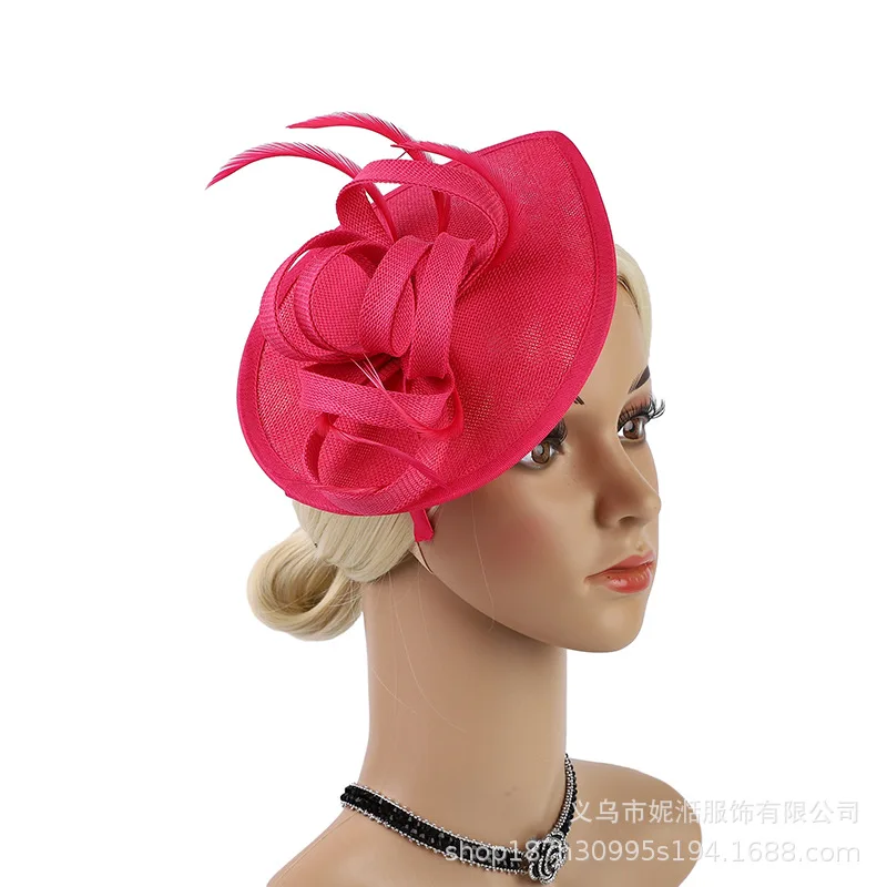 2024 Elegant Hair Drop Fascinator Hat Women Party Hats Bridal Wedding Show Race Millinery With Fancy Flower Headpiece