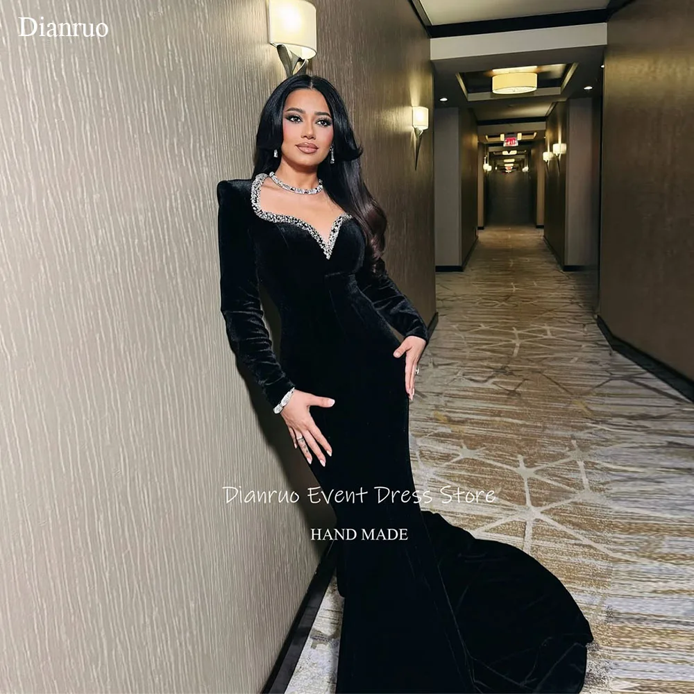 

Dianruo Гламурное бархатное вечернее платье Милая Русалка Vestidos De Fiesta со стразами и отделкой Abiti Da Cerimonia по индивидуальному заказу