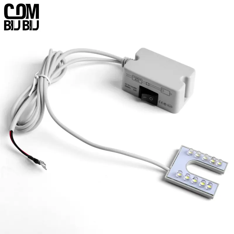 Lampe d\'éclairage industriel flexible en forme de U pour machine à coudre, base magnétique, lumières de travail pour établi, prise EU, US, 10LED, COB
