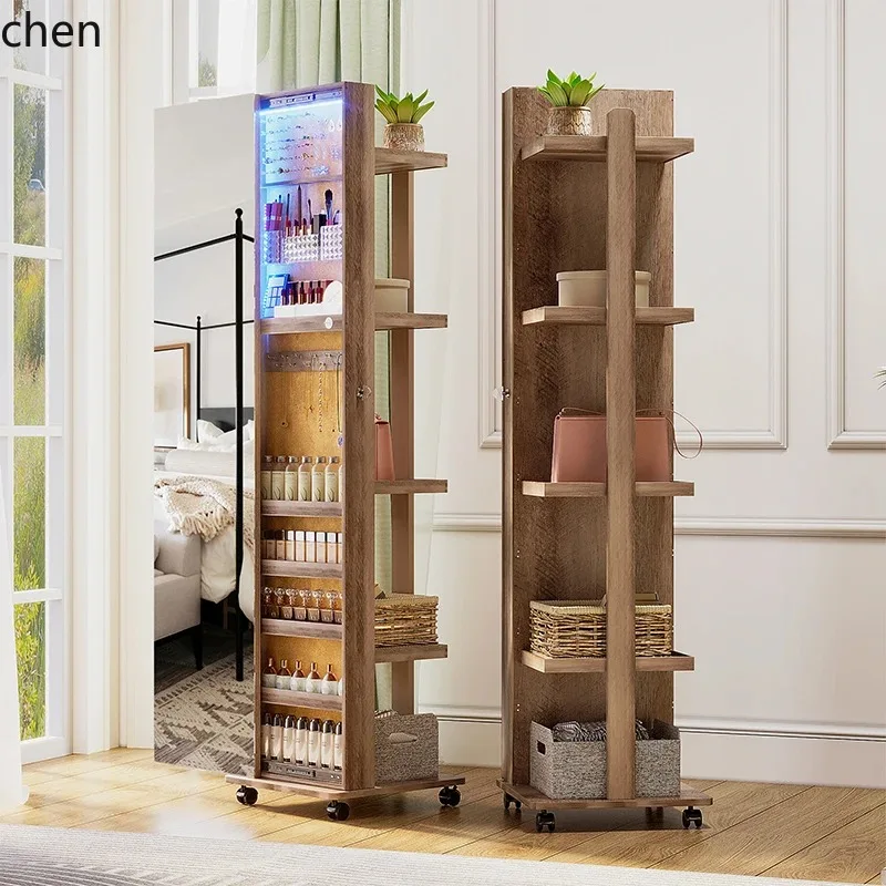 JZ-6  Full-length Mirror, Coat Rack, Mobile Full-body Mirror, Integrated Rotating Floor Mirror, Multi-functional Floor Stora