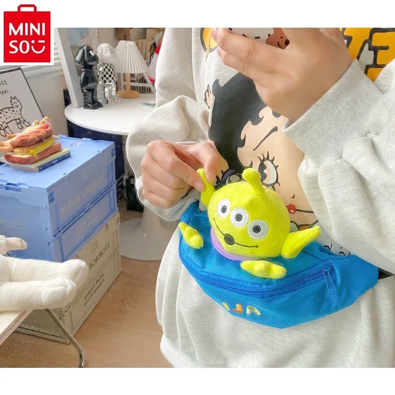 MINISO Disney Cartoon Three Eyed Chest Bag Women's Fashion Personality Doll Waist Bag Multi functional Storage Crossbody Bag