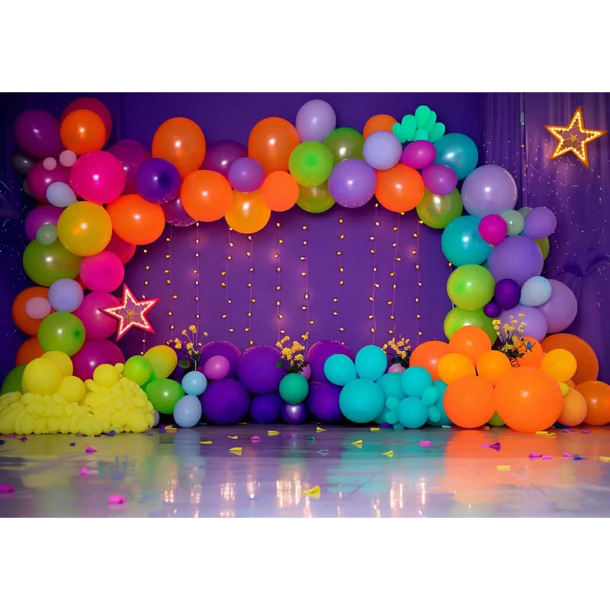 

Allenjoy Balloon Rainbow Purple Background Backdrop