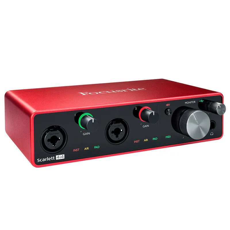 2025 Hot Focusrite Scarlett 4i4 Звуковая карта 3-го поколения с записью 4 входа 4 USB-аудиоинтерфейс Запись звуковой карты для гитары и баса