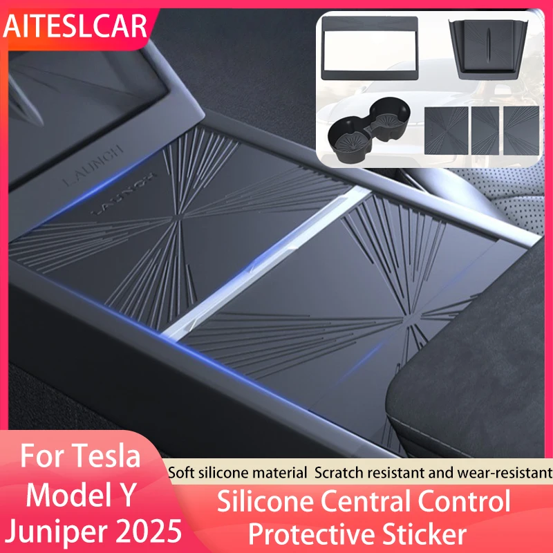 For Tesla Model Y Juniper 2026  Center Console Silicone Mat Cover Sticker Car Accessories Non-Slip Heat Resistant Easy To Clean