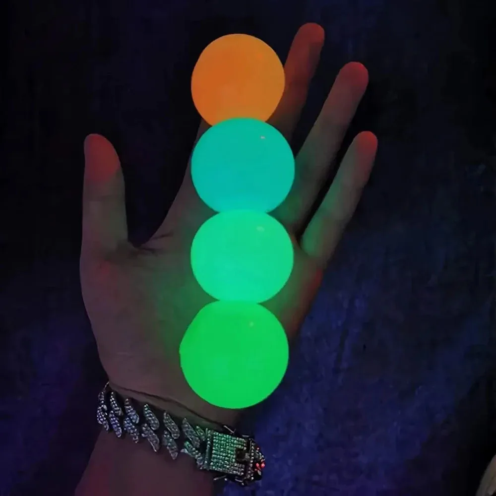 6cm Luminous Sticky Ball Toys Glow In The Dark Sticky Dark Ceiling Wall Balls Decompression Squeeze Toy For Kids Adults Gifts