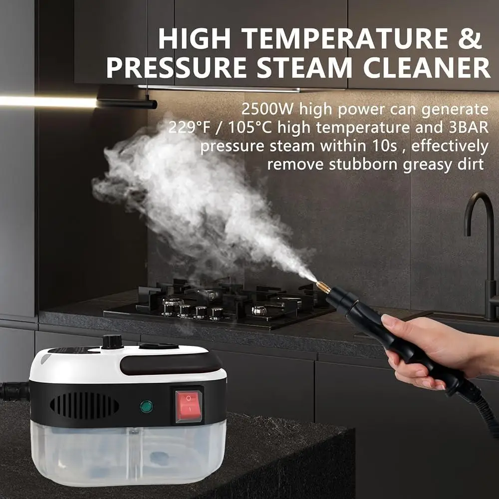 Handheld High Pressure Steam Cleaner 2500W Portable Steam Machine with 3 Brush Heads Kitchen Furniture Home Cleaning