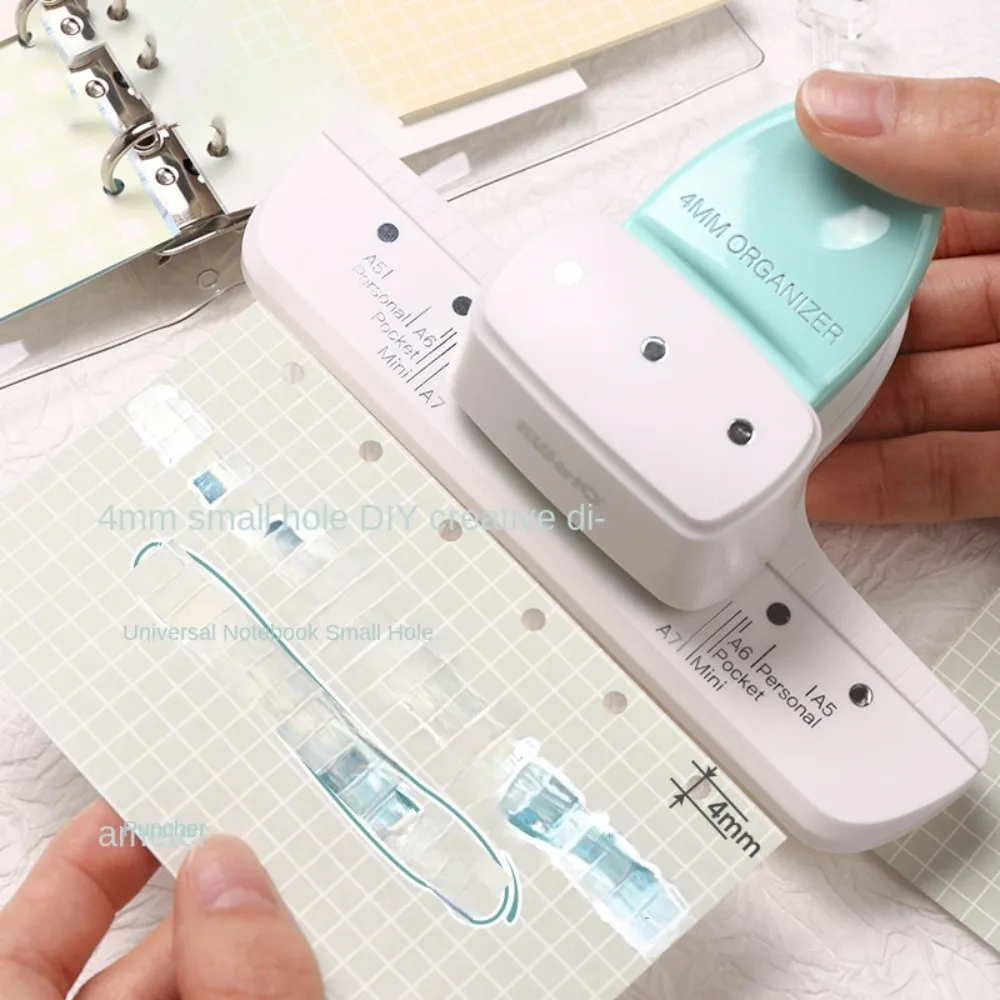 Adjustable Loose Leaf Paper Hole Punch 8 Sheet Capacity Stationery 3 Hole Paper Puncher Universal Green 4mm Hole Puncher