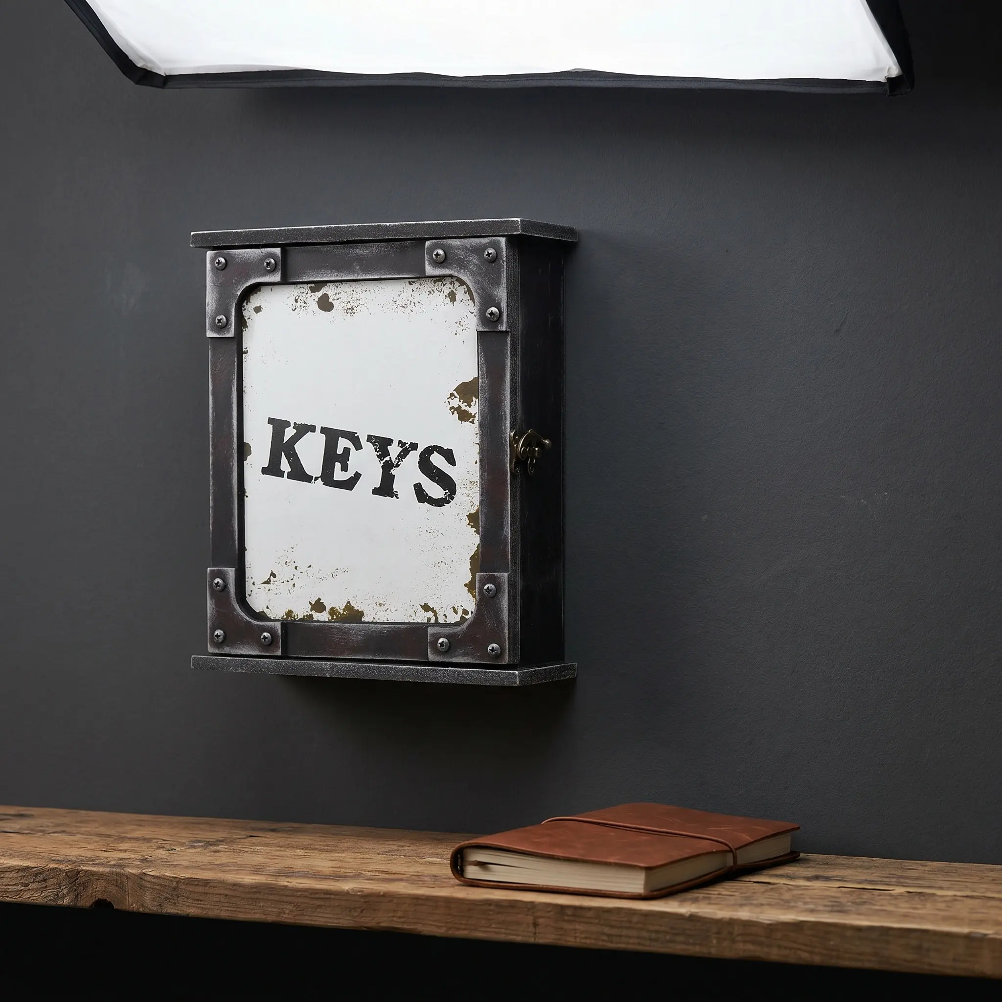 Wooden Key Box Retro Style Distress European Printed Wall Mounted Key Holder Organizer for Home Office Entryway Kitchen