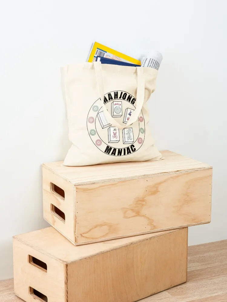 Mahjong Maniac Design on White Background Tote Bag large size bags tote bag custom cute tote bag bags men